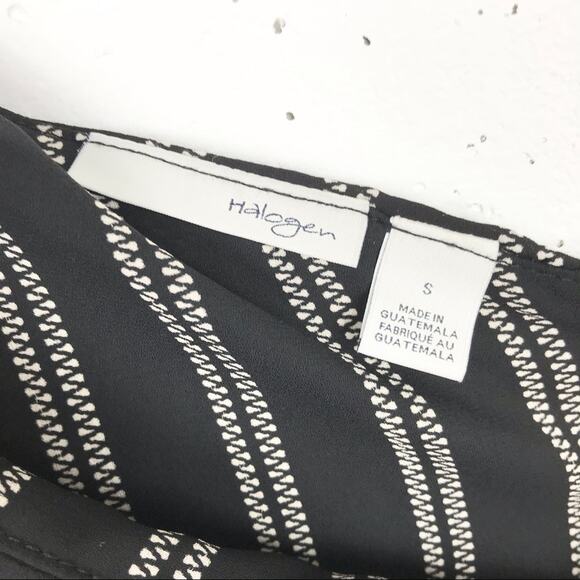 Halogen One Shoulder Ruffle Stripe Blouse Black Sm - Picture 3 of 11